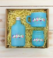 BK Gift Kişiye Özel İsimli DTF Anne Temalı Turkuaz Kahve Fincanı & Kolonya & Mum Hediye Seti-3, Anneye Hediye, Anneler Günü Hediyesi