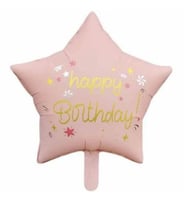 Happy Birthday Pembe Renk Yıldız Folyo Balon