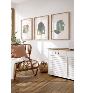 Minimalist Dekoratif Tasarımlı 3'lü Doğal Ahşap Çerçeveli Tablo