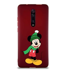Xiaomi Redmi K20 Soft Premier Kapak Mickey Mouse-G Tasarımlı Silikon Kılıf - Mürdüm (Şeffaf)