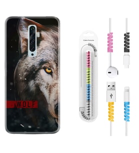 Oppo Reno 2Z 4 Lite 4 Pro 5 6 7 A31 Kılıf Kablo Koruma Spiral Silikon Wolf Eyes 1758