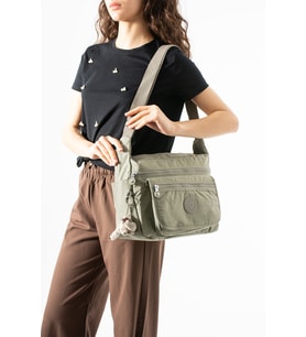 Çapraz Askılı Ultra Hafif Çok Cepli Bayan Omuz Çantası Vizon (Model: 571-6B)