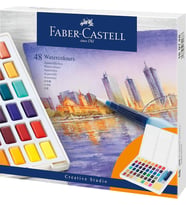 Faber-Castell Creative Studio Tablet Suluboya Seti, 48 Renk, Su Bazlı Pigment, Karıştırma Paleti Ve (Standart)