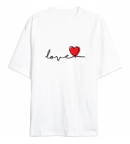 14 Şubat Tişört Sevgililer Günü İçin Özel Tasarım Love Baskılı T-shirt - Beyaz