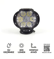 Motosiklet Ve Elektrikli Araç Uyumlu 6 Led'li 2 Modlu Beyaz Renk Mercekli Ek Aydınlatma Lambası 9-85v 1 Adet