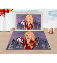 BK Gift Kişiye Özel Kadın Emlakçı Karikatürlü 1000 Parça Profesyonel Puzzle-2
