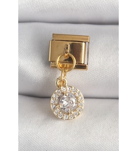 316L Çelik Gold Renk Sallantı Daire Zirkon Taşlı Nomination Charm 5886 - HPSBYI8547-6973