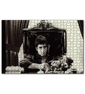 Cakapuzzle Tony Montana Siyah Beyaz  Puzzle Yapboz MDF (Ahşap) (120 Parça)