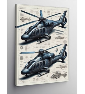 Kanvas Tablo Helikopter Şeması Ve Teknik Çizim