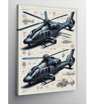 Kanvas Tablo Helikopter Şeması Ve Teknik Çizim