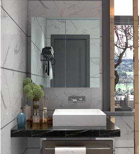 Mdf Lavobo Üstü Aynalı Banyo Dolabı Çok Amaçlı 60x60 Mdf