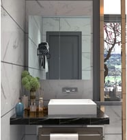 Mdf Lavobo Üstü Aynalı Banyo Dolabı Çok Amaçlı 60x60 Mdf (Beyaz)