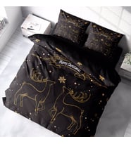 Monohome Yılbaşı Merry Christmas Çift Kişilik Nevresim Takımı 3D Pamuk Saten Deer (Çok Renkli)
