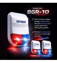 BGR-10 KABLOLU 48 LED KIRMIZI / MAVİ / KIRMIZI+MAVİ IŞIKLI HARİCİ ALARM SİRENİ V2023
