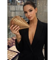 Gold Sculptural Clutch Çanta