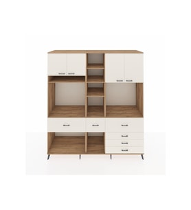 Kronos Dolap 11 Raflı 6 Çekmeceli 4 Kapaklı 220x59x243 Çam-Aytaşı/Aytaşı