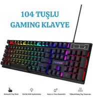 ShopyTech RGB Aydınlatmalı 104 Tuş Gaming Klavye USB 2.0 Mekanik Tuş Hissi FN Kısayolları