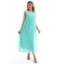 CS6804 Şifon uzun elbise düz MINT (Mint Yeşili)