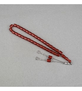 Sıkma Kehribar Alpaka Püsküllü Kapsül Kesim 9x11mm Tesbih - Karamel