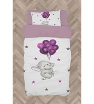 MEKTA HOME BEBEK VE ÇOCUK ODASI Filli ve Mor Balon Desenli Nevresim Takımı