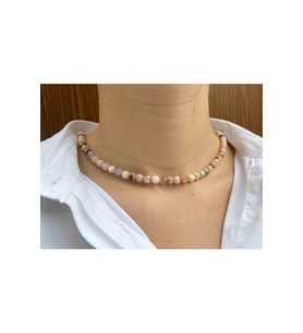 Pembe Opal Taşı Doğaltaş Kolye 6 Mm