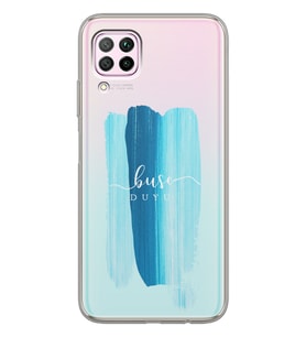 Huawei Mavi Make-up Brush Tasarımlı Şeffaf Telefon Kılıfı