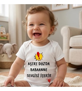 Babaannem Beni Çok Seviyor Temalı Bebek Body Zıbın%100 Pamuk Eğlenceli Yazılı Hediye Bebek Zıbın (0-3 Ay)