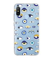 PrintiFy Xiaomi Mi A2 ile Uyumlu 1mm Slim Fit Nazar Boncuğu 2 Baskılı Şeffaf  Kılıf
