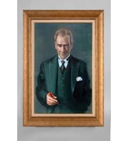 Altın Varaklı Paspartulu Çerçeveli Atatürk Tablo nt736