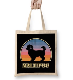 Maltipoo Mom Maltipoo Vintage Sunset Dog Bez Çanta Uzun Saplı