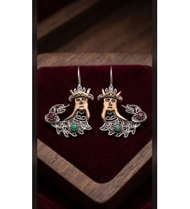 Şahmeran Küpe Gümüş Telkari Şahmeran Küpe Modeli KUPE-557