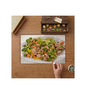 Balıklı Salata Tasarımı 240 parça Ahşap Puzzle Ahşap Kutuda MP01802