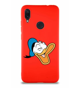 Xiaomi Redmi Note 7 Soft Premier Kapak Donald Duck-E Tasarımlı Silikon Kılıf - Kırmızı (Şeffaf)