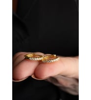 925 Ayar Gümüş Gold Kaplama 15 mm Zirkon Taşlı Tamtur Küpe