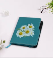 BK Gift Kişiye Özel Papatya Temalı Turkuaz Termo Deri Defter-12