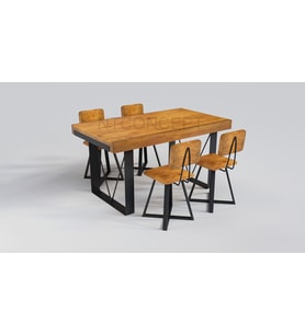Ntconcept Lilien Masif Ağaç Loft Sandalyeli Masa Takımı (75x120cm Masa  + 4 Sandalye)