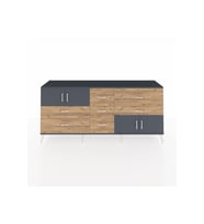 Hyperion Konsol 3 Raflı 7 Çekmeceli 4 Kapaklı 220x44x99 Antrasit-Antrasit/Çam