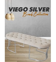 VİEGO SILVER -Kapitoneli Model Puf&Bench&Koltuk-Oturak-Uzun Makyaj Puff-Yatak Odası Ucu&Önü (Krem)
