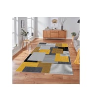 Rovigo Home Dijital Baskı Yıkanabilir Kaymaz Taban Salon Halısı RVG1843-SM414 (Sarı)