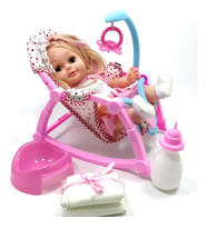 Global Toys Pusetli Altını Islatan Emzikli Biberonlu TR Şarkı Söyleyen Masal Anlatan Sarışın Roza Bebek 33 Cm  - GL100613