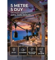 5 Metre 5 Duy Organizasyon Seti E27 Su Geçirmez 220V Bahçe Teras Festoon Ampulsüz Dış Mekan Işık Zin