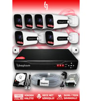 Bayicam 6 Kameralı Zebra 6 Dış Kamera Set 320 GB 5 MP Full HD Gece Görüşlü Güvenlik Kamerası Sistemi