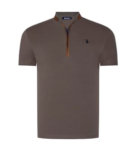T8571 DEWBERRY FERMUARLI ERKEK T-SHIRT-DÜZ HAKİ (Karışık)