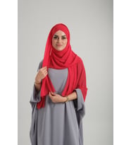 Kırmızı Pratik Hazır Geçmeli Bone Şal Şifon Kendinden Boneli Tek Bantlı 1453_31