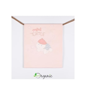 Kız Bebek Kaplumbağa Nakışlı 90x80 Cm Çift Kat Pamuklu Penye Bebek Battaniy