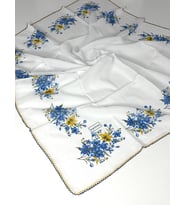 Eripek Oyalı Organik Pamuklu Yazma 0606131 (Beyaz-Mavi)