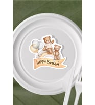 Ayıcık Temalı Tabak Sticker (Etiket) 15'li * Yapışkanlı Kağıt