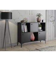 Wood'n Love Orbit Premium 3 Kapaklı Metal Ayaklı Çok Amaçlı Dolap Konsol - Siyah / Siyah