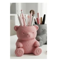 Alvera Sevimli Ayıcık Kalemlik – 3D Baskı Masaüstü Organizer - Pembe