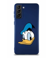 Samsung Galaxy S21 Plus Soft Premier Kapak Donald Duck-B Tasarımlı Silikon Kılıf - Lacivert (Şeffaf)